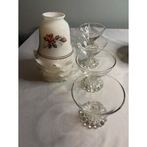 Vintage Milk Glass rose ruffle shade thrift made like a fairy light